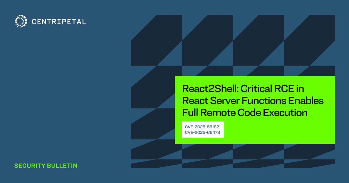 react2shell campaign patch rsc stack now: critical... React2Shell: Critical RCE in React Server Functions… | Centripetal